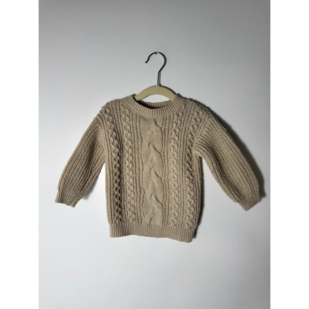 Cat & Jack Cable Knit Sweater  Tan/cream Sz‎  18 Months Unisex - Picture 5 of 5